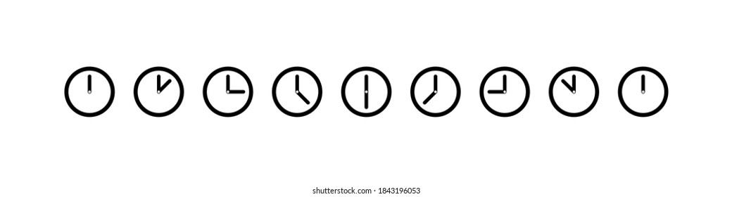 Time. Time with Clock. Clock collection vector icons. Time and Clock line icons. Vector illustration