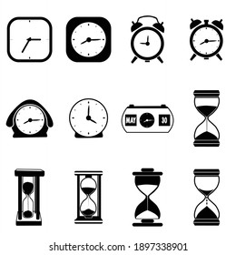 Time and clock color line icons. Vector linear icon set. flat design