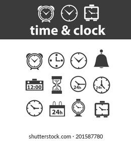 Zeit, Uhr, Auslieferungssymbole, Zeichensatz, Vektorgrafik