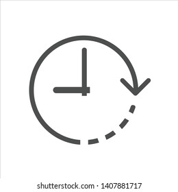time clock dial with round arrows vector icon for web and ui design. time is money business concept. clock dial flat icon isolated on white background.