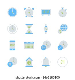 Time and clock in flat icon set design.Vector illustration