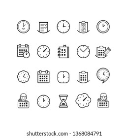 Time and clock flat icons. Alarm and timer vector icon set