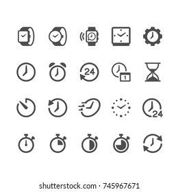 Time and clock glyph icons