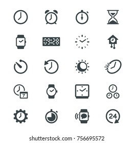 Time and clock glyph icons