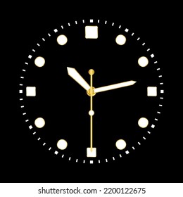 Time clock gold isolated icon for web design. Simple vector illustration