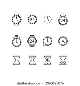 Time and clock golden ratio line icons. Alarm and timer vector linear monocolor icon set. Isolated icon collection on white background.