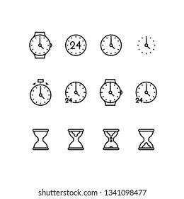 Time and clock golden ratio line icons. Alarm and timer vector linear monocolor icon set. Isolated icon collection on white background.