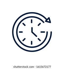 time clock hour assistance linear design on white background vector illustration