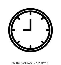 Icono de reloj de tiempo. Símbolo de hora analógica. Vector de la herramienta de medición. Gráfico blanco negro. El fondo blanco.