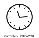 Time and Clock icon. Analog clock on white background. Vector illustration