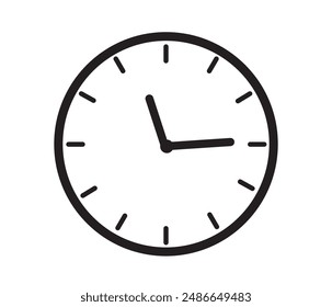 Time and Clock icon. Analog clock on white background. Vector illustration