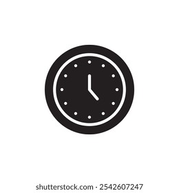 Time clock icon black and white vector sign