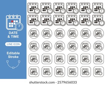 Time clock Icon. Editable Stroke and Fill. Pixel Perfect. For Mobile and Web.