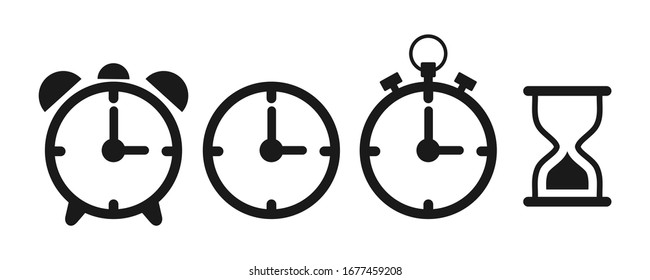 Time and clock icon. isolated on white, vector Illustration