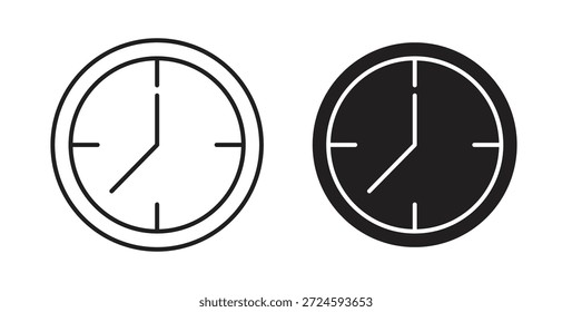Time clock icon with line and silhouette versions.