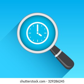 Time Clock Icon Magnifying Glass