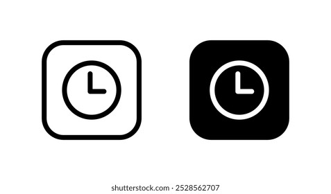 Time, clock icon on black square