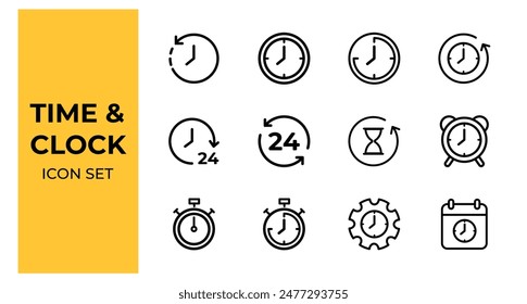 Time and clock icon set 