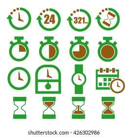 time, clock icon set