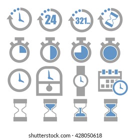 time, clock icon set
