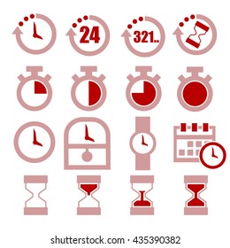 time, clock icon set