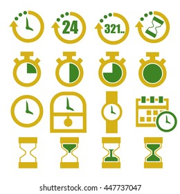 time, clock icon set