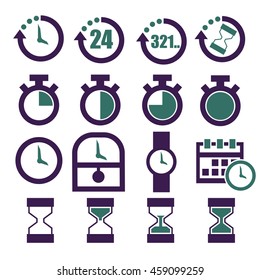 time, clock icon set