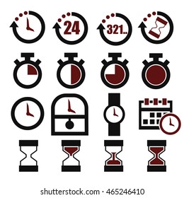 time, clock icon set