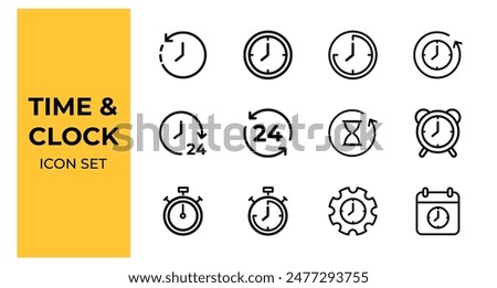 Time and clock icon set 