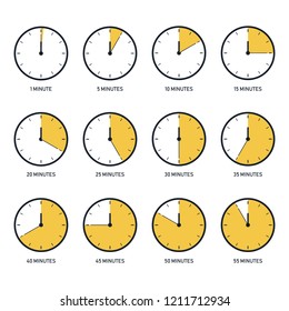 Time clock icon set flat design, vector illustration