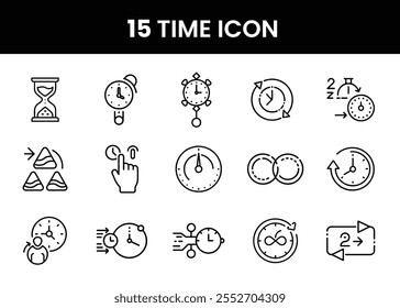 Time and Clock Icon set line Vector