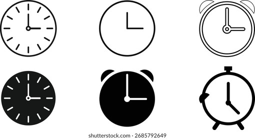 Zeit- oder Uhrensymbol. Symbol für die Zeitgeschwindigkeit. Uhr verschiedene Zeitzeichen. schnelle Lieferung
