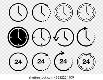 Time and Clock Icon Set – Stopwatch and Timer Vector Collection