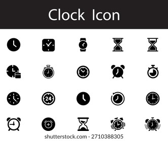 Conjunto de iconos de tiempo y reloj, cronómetro, temporizador y Ilustración vectorial de símbolos de gestión de tiempo