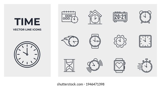 Time and clock icon set. Time and clock symbol template pack for graphic and web design collection logo vector illustration