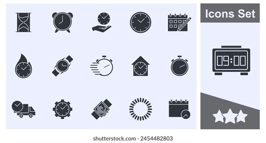 Time and clock icon set symbol collection, logo isolated vector illustration