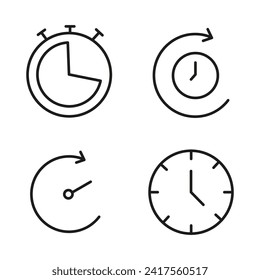 Time and clock icon set. Vector illustration. EPS 10.