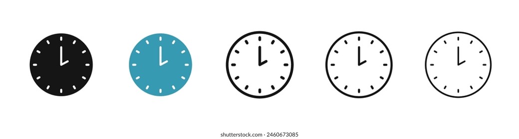 Time clock icon set. Wall clock vector icon. Schedule timer sign for UI designs.