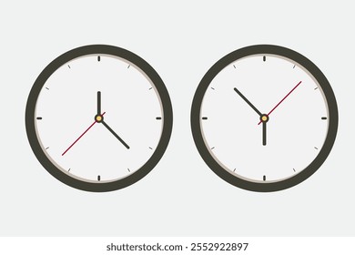 time clock icon set. wall clock vector icon. flat design clock vector icon isolated on white background