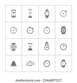 Zeit und Uhr-Symbol mit Watch, Timer, Alarm, intelligenter Uhr