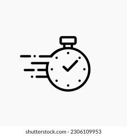 Time and clock icon, speed, alarm, restore, management, watch thin line symbols for web and mobile phone on white background