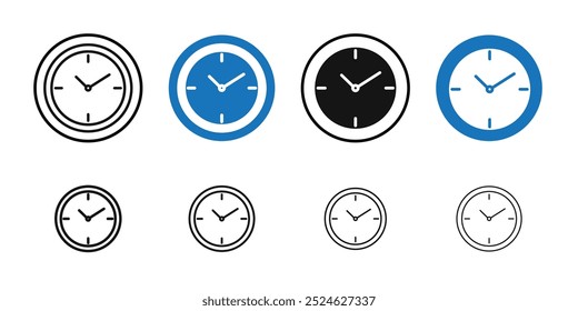 Icono de reloj de tiempo colección de arte de línea delgada