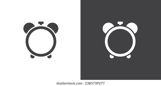 Time and clock Icon, timer flat vector icon. Icon of Alarm clock isolated on black and white background, 