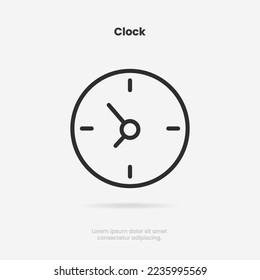 Time and clock icon. Clock icon in trendy flat and line style isolated on background. Icons for date, time, era, duration, period, span, hour, minute, watch, timer, time keeper.