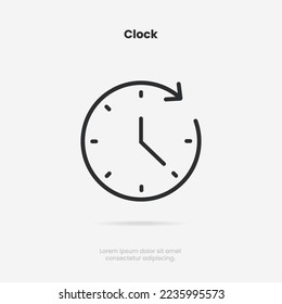 Time and clock icon. Clock icon in trendy flat and line style isolated on background. Icons for date, time, era, duration, period, span, hour, minute, watch, timer, time keeper.