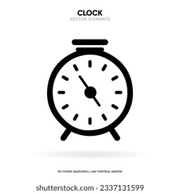 Time and clock icon. Clock icon in trendy flat and line style isolated on background. Icons for date, time, era, duration, period, span, hour, minute, watch, timer, time keeper.