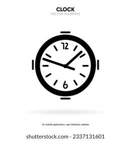 Time and clock icon. Clock icon in trendy flat and line style isolated on background. Icons for date, time, era, duration, period, span, hour, minute, watch, timer, time keeper.