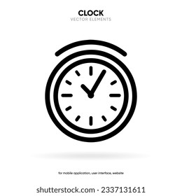 Time and clock icon. Clock icon in trendy flat and line style isolated on background. Icons for date, time, era, duration, period, span, hour, minute, watch, timer, time keeper.