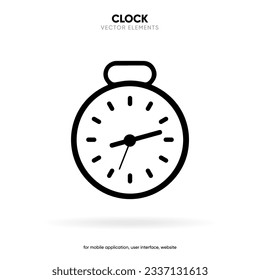 Time and clock icon. Clock icon in trendy flat and line style isolated on background. Icons for date, time, era, duration, period, span, hour, minute, watch, timer, time keeper.