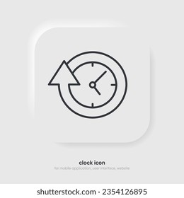 Time and clock icon. Clock icon in trendy flat and line style isolated on background. Icons for date, time, era, duration, period, span, hour, minute, watch, timer, time keeper.